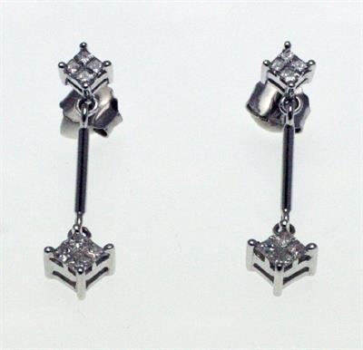 PENDIENTES ORO BLANCO CON DIAMANTES TALLA PRINCESA 118252