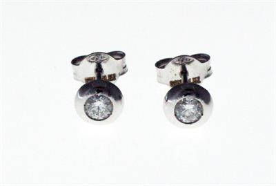 PENDIENTES DE ORO BLANCO CHATON CON DIAMANTE 127405