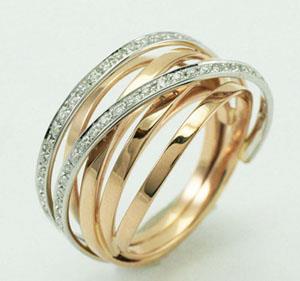 ANILLO ORO BLANCO Y ROSA CON DIAMANTES 123495