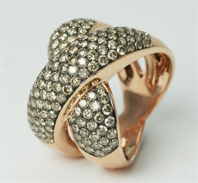 ANILLO ORO ROSA CON DIAMANTES MARRONES 123560