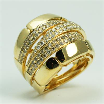 ANILLO ORO AMARILLO CON DIAMANTES MARRONES Y BLANCOS 123888