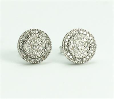 PENDIENTES ORO BLANCO TIPO CHATON CON DIAMANTES 123883